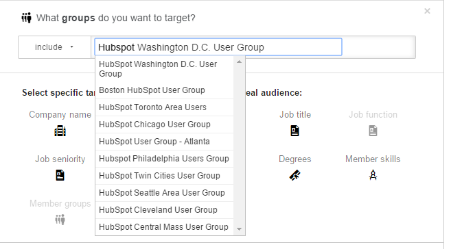 LinkedIn Targeting by Group