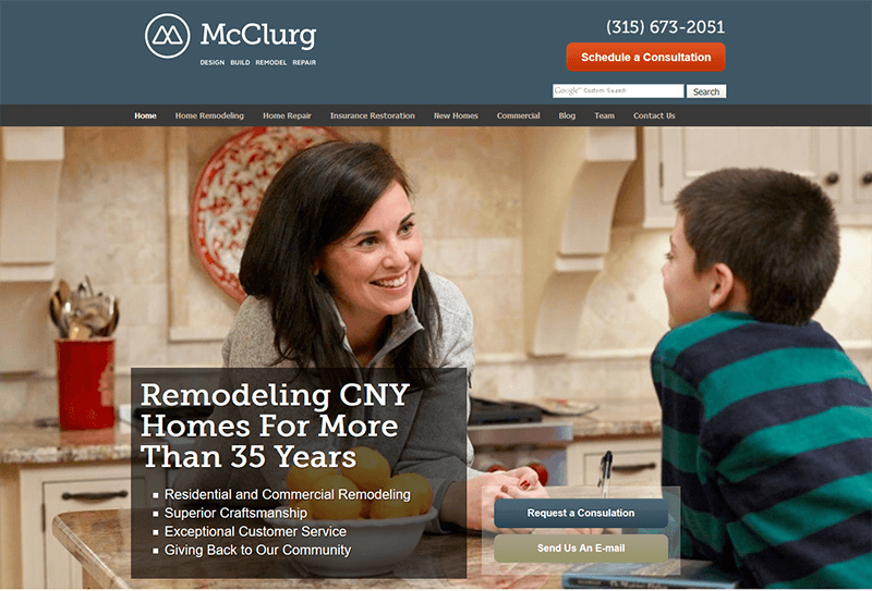 Screenshot of McClurg Homepage